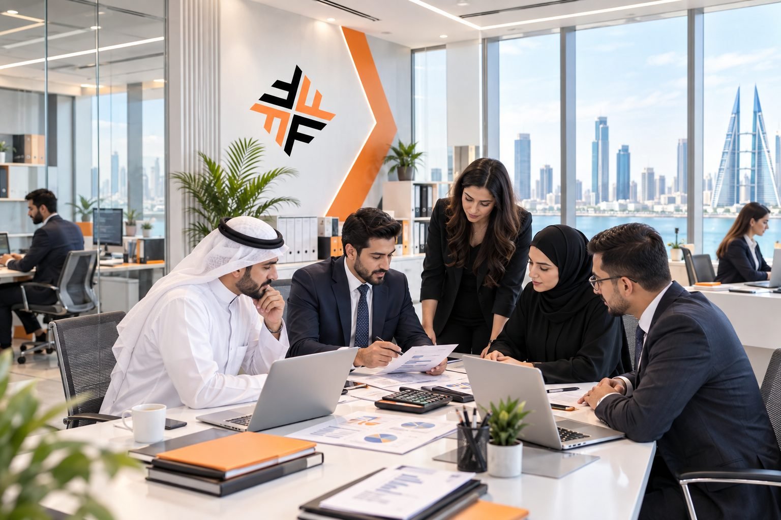 FINSYS team meeting with clients in a Bahrain office